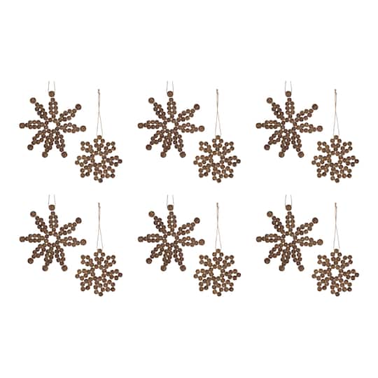 Wood Bead Snowflake Ornament Set